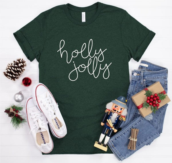 Holly Jolly Script Crew Neck Tee