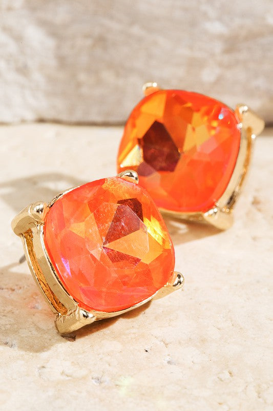 Faceted Glass Stud Earrings