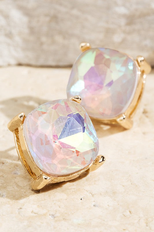 Faceted Glass Stud Earrings