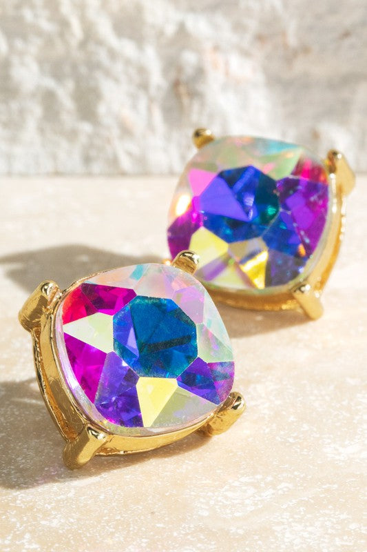 Faceted Glass Stud Earrings