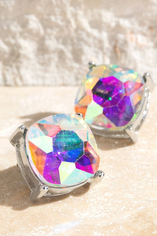 Faceted Glass Stud Earrings