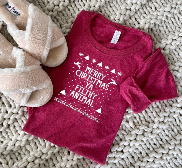 "Merry Christmas Ya Filthy Animal" Long Sleeve T-Shirt