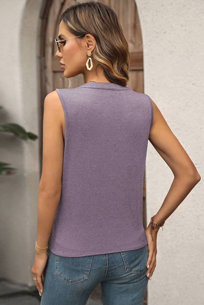 Plain Smocked Sleeveless Top