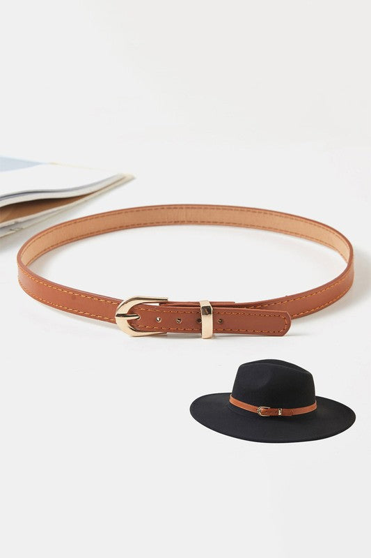 Faux Leather Thin Belt Brim Band