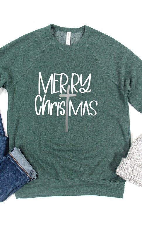 Merry Christmas Cross Holiday Sweatshirt