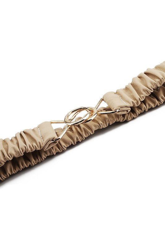 Wrinkled Cross Hooking Closure Stretch Belt