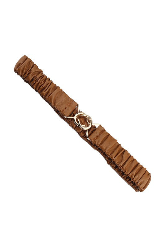 Wrinkled Cross Hooking Closure Stretch Belt