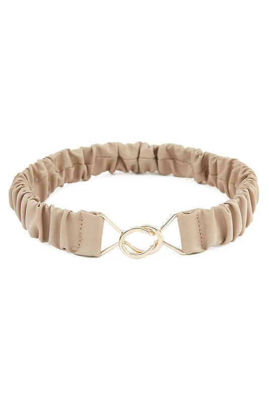 Wrinkled Cross Hooking Closure Stretch Belt