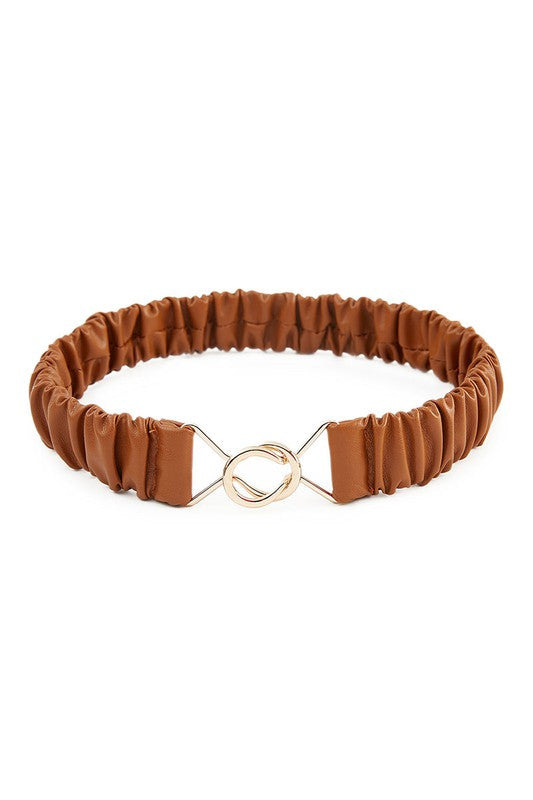 Wrinkled Cross Hooking Closure Stretch Belt