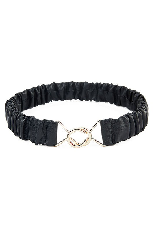 Wrinkled Cross Hooking Closure Stretch Belt