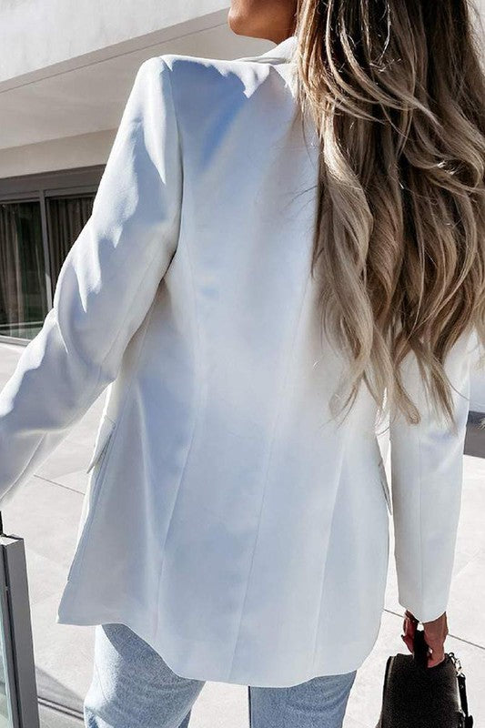 Button Design Long Sleeve Blazer Jacket