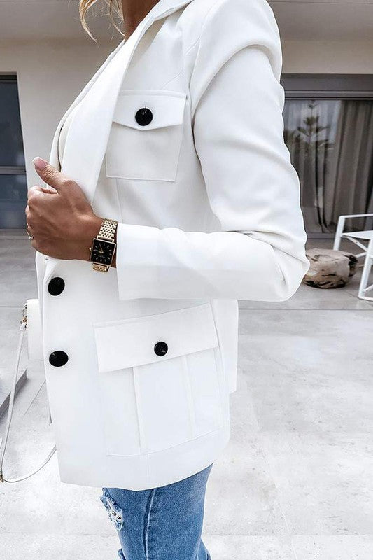 Button Design Long Sleeve Blazer Jacket