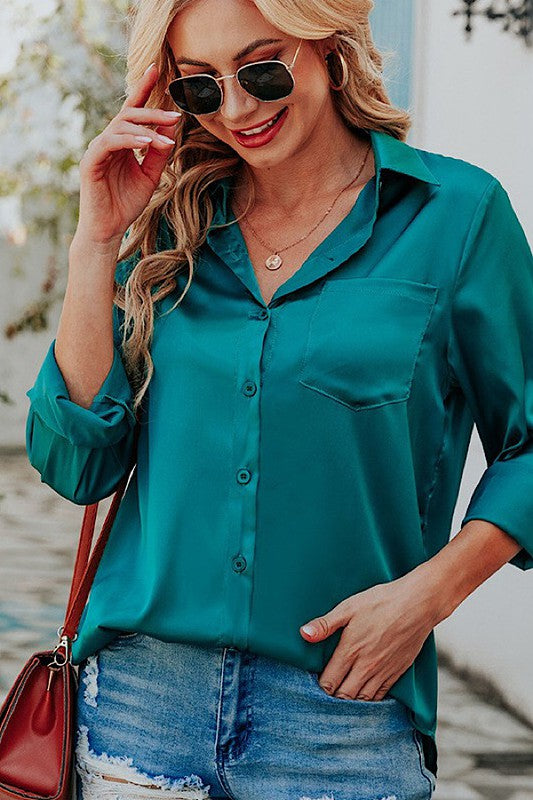 Silky Button Down Top