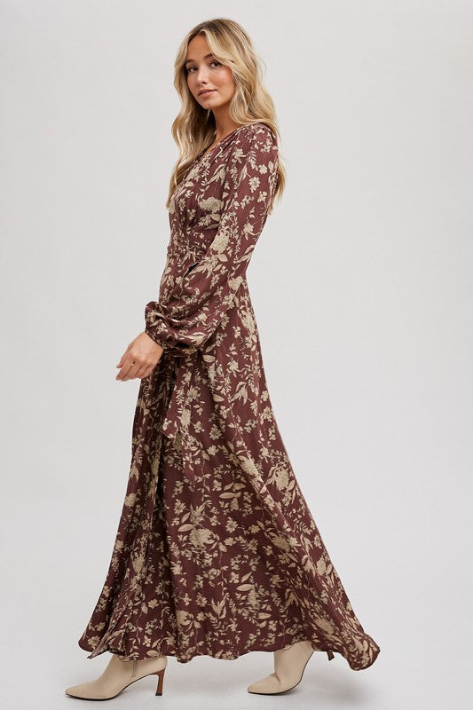 Floral Print Wrap Maxi Dress