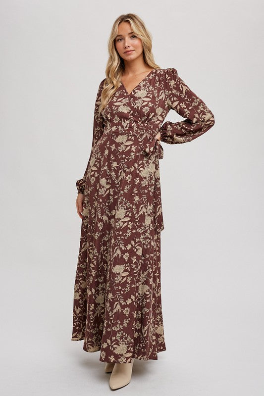 Floral Print Wrap Maxi Dress