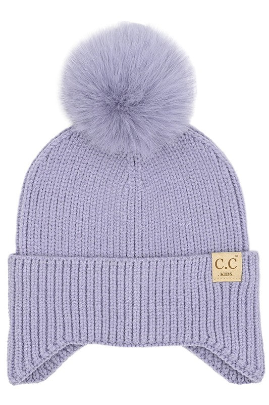 CC Toasty and Warm Pom Ear Flap Kids Beanie