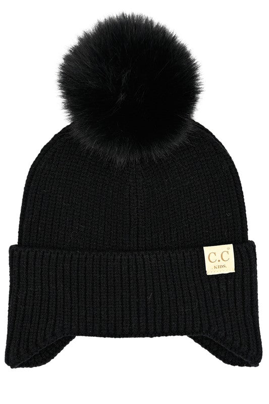 CC Toasty and Warm Pom Ear Flap Kids Beanie