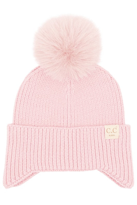 CC Toasty and Warm Pom Ear Flap Kids Beanie