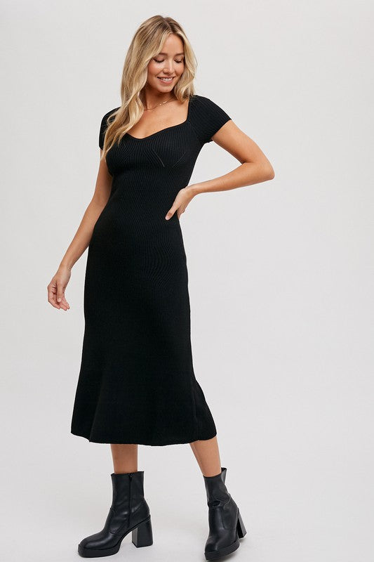 Ribbed Sweetheart Knit Midi Dress Loveleigh Lane LLC Ribbed Sweetheart Knit Midi Dress Loveleigh Lane LLC