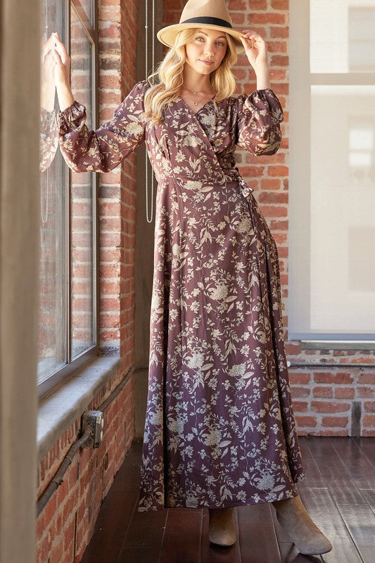 Floral Print Wrap Maxi Dress