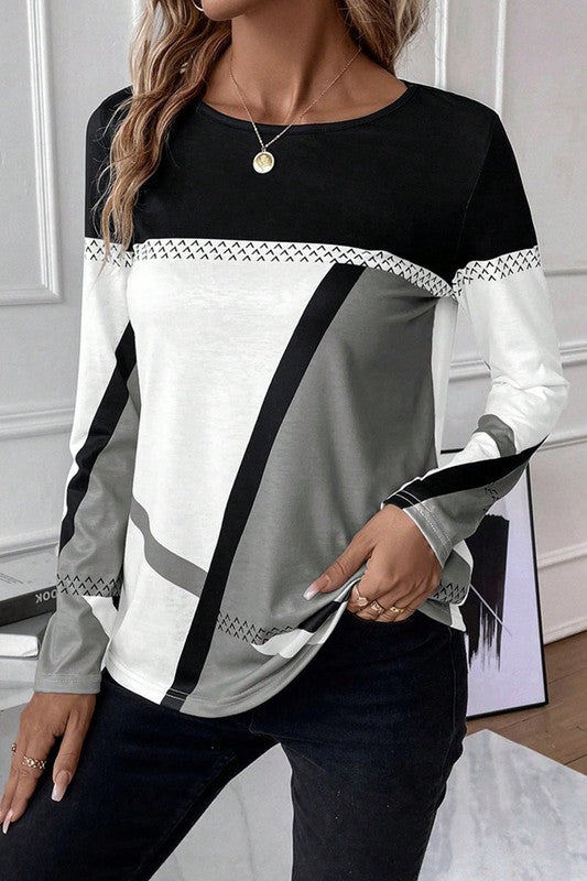 Patchwork Decoration Casual Blouse