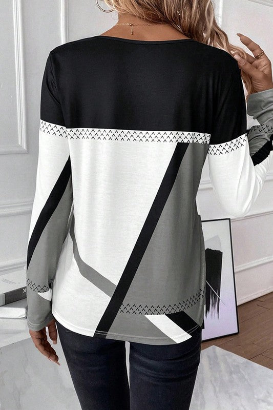 Patchwork Decoration Casual Blouse