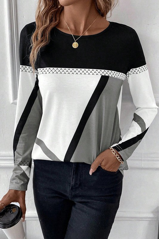 Patchwork Decoration Casual Blouse