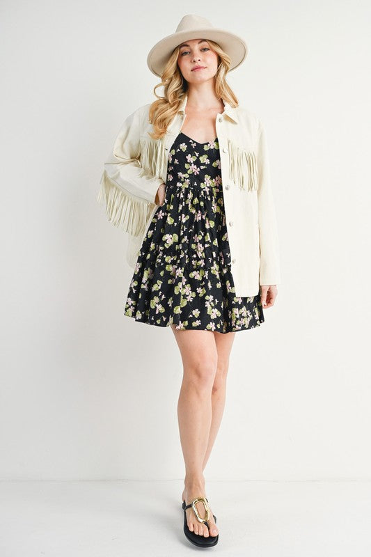 Denim Button Down Fringe Jacket