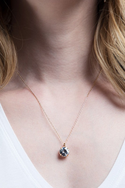 Cubic Zirconia Pendant Short Necklace