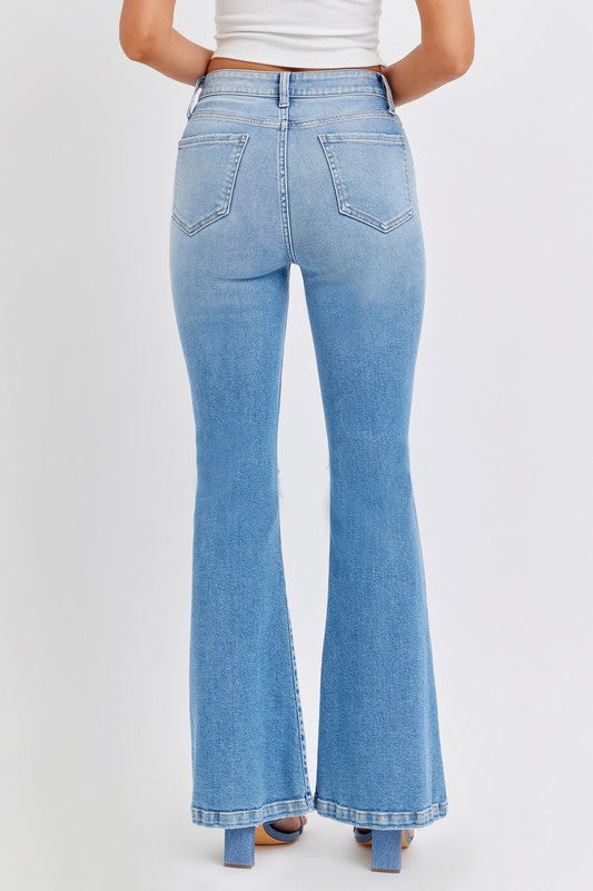 Cello High Rise Super Flare Jeans with Slanted Pockets