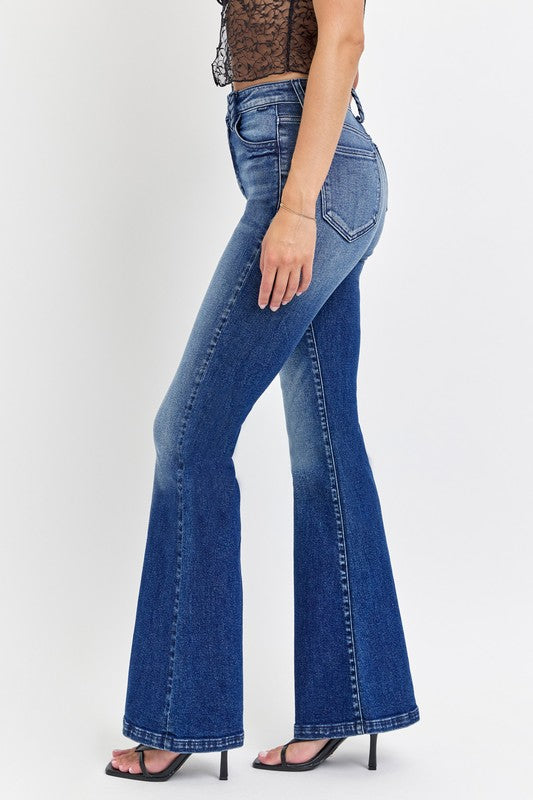 Cello High Rise Flare Jeans with Braided Belt Loops