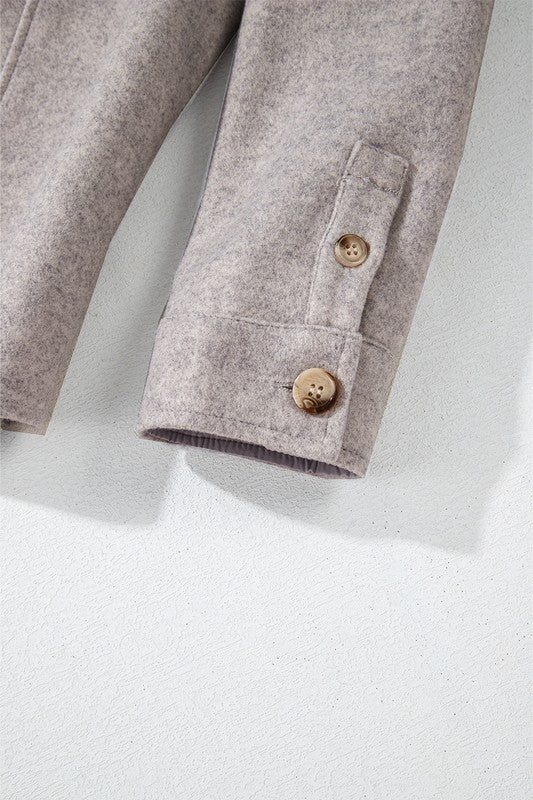 Turn Down Collar Button Down Shacket
