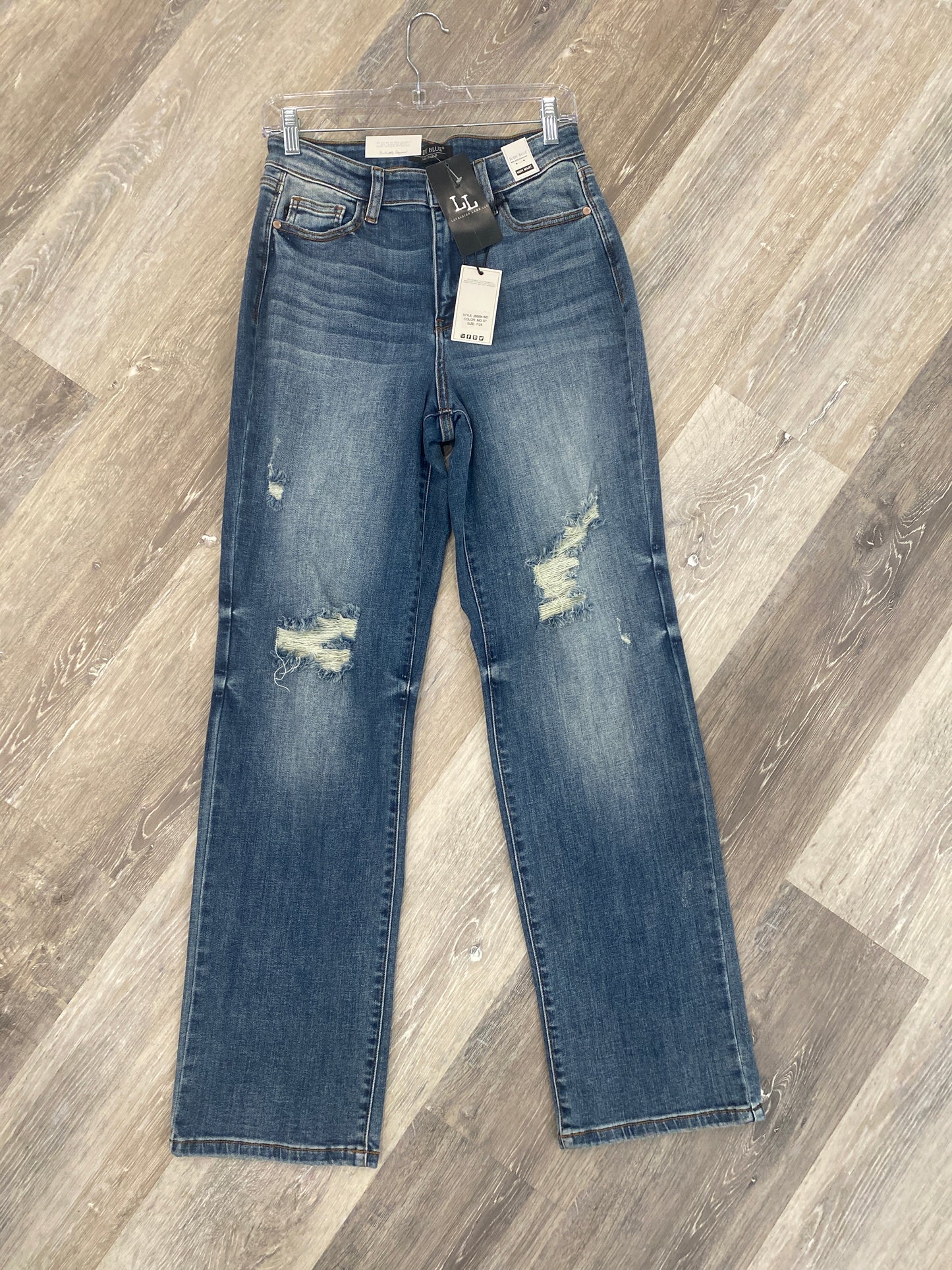 Judy Blue High Waist Dad Jeans w/ Harsh Tint and Destroy
