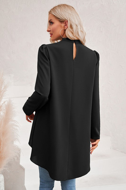 Mock Neck Hi Low Loose Fit Top