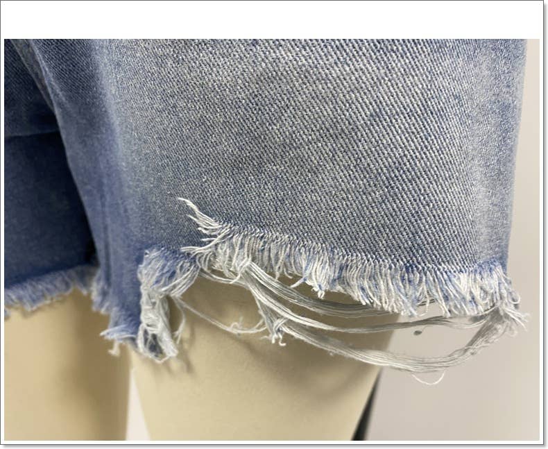 High Waist Ripped Distressed Denim Shorts