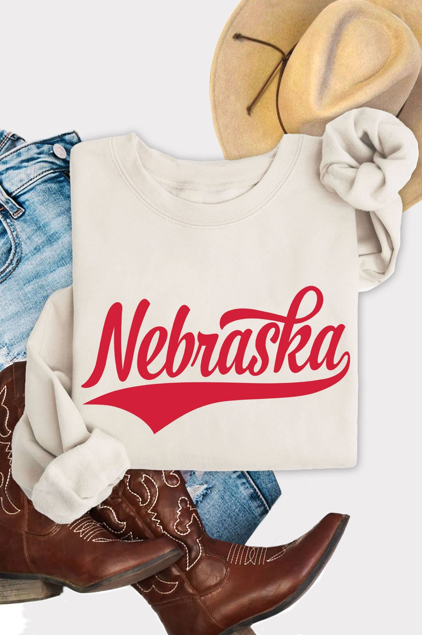 NEBRASKA PUFF GRAPHIC BRUSHED SWEATSHIRTS