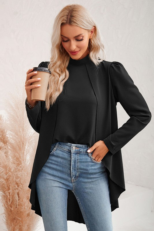 Mock Neck Hi Low Loose Fit Top