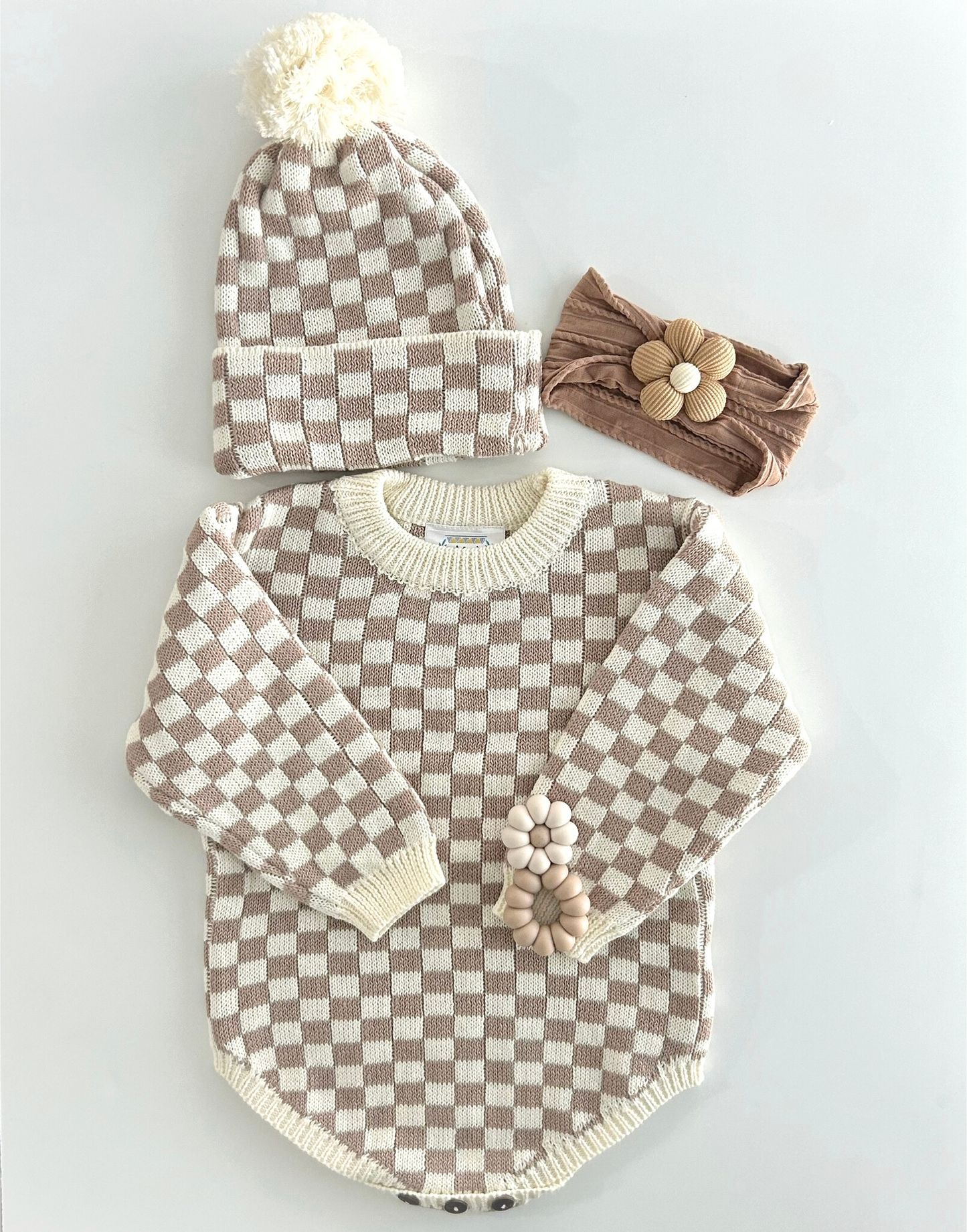 Almond Daisy Bow Baby Headband