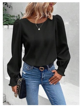 Long Sleeve Blouse with Flared Sleeve Detail