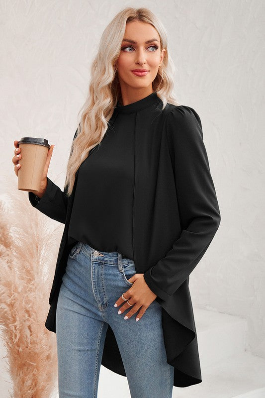 Mock Neck Hi Low Loose Fit Top