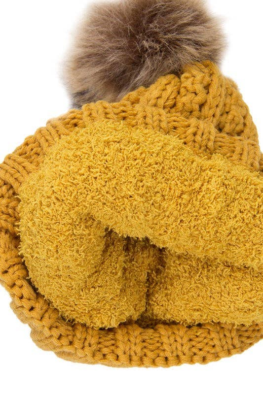 CC Bold Faux Fur Accented Beanie