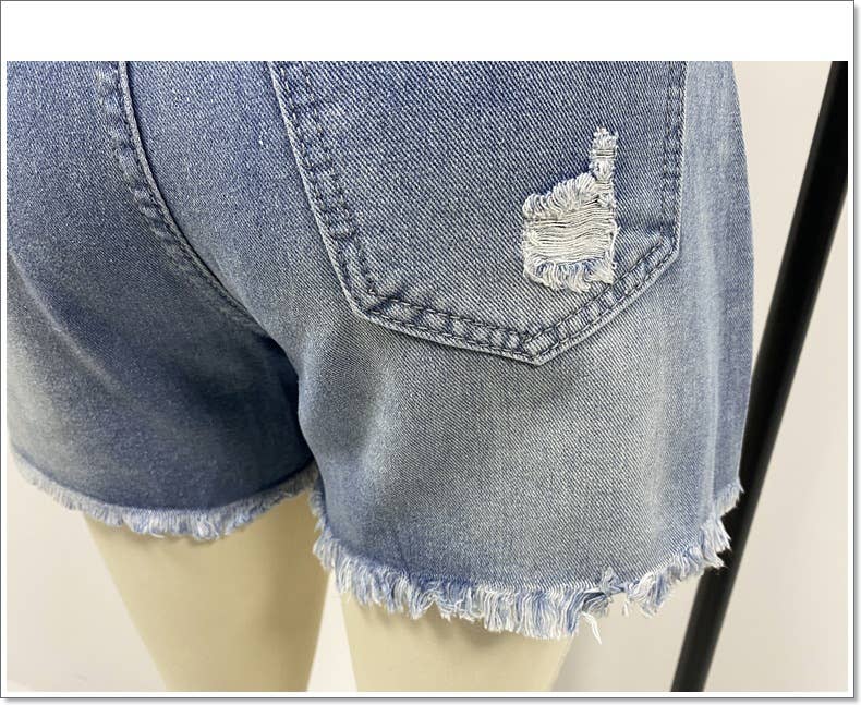 High Waist Ripped Distressed Denim Shorts