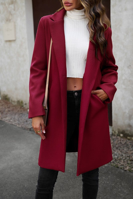 Button Down Tweed Collared Coat