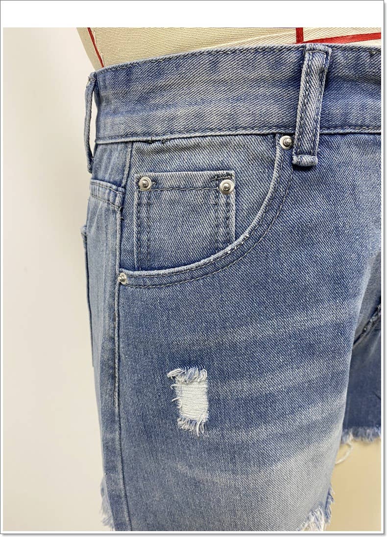 High Waist Ripped Distressed Denim Shorts