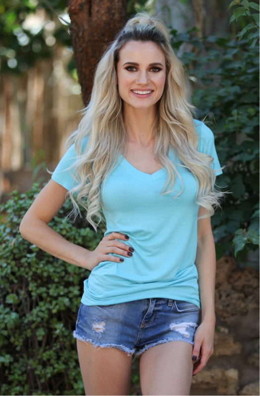 Basic V Neck Short Sleeve T-Shirt