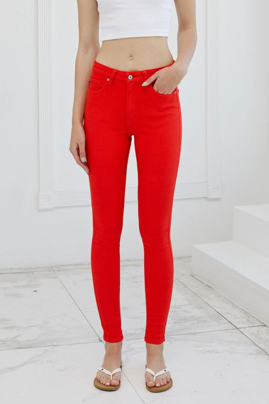 Red High Waist Jeans 
