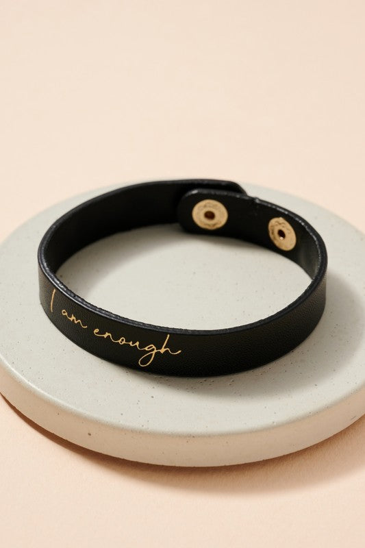 "I Am Enough" Leather Bracelet