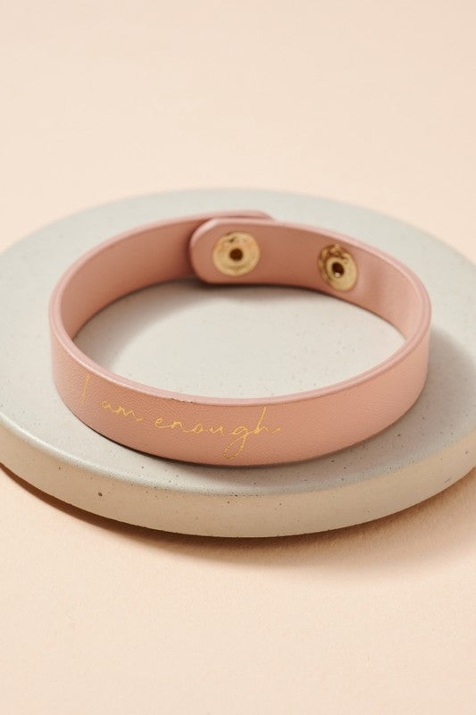 "I Am Enough" Leather Bracelet