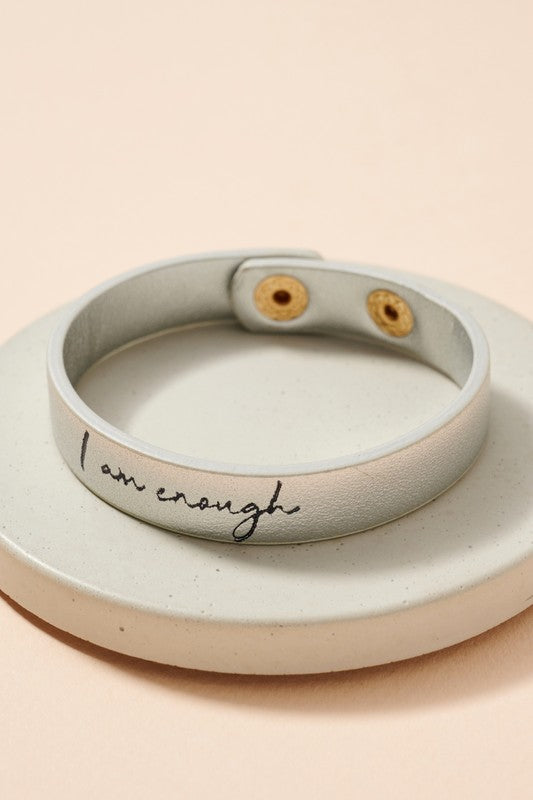 "I Am Enough" Leather Bracelet