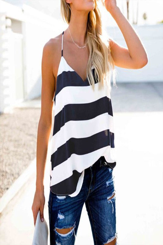 Casual Striped Racerback Tank Top